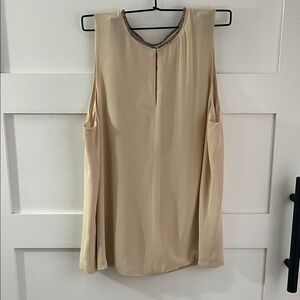 MNG | NWT Mango Cream Sleeveless Blouse with Beaded Collar sz 8